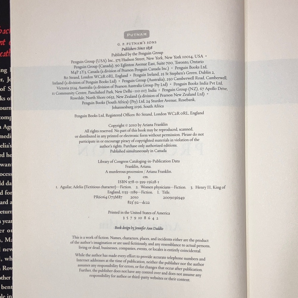 A Murderous Procession by Ariana Franklin hardcover Book - Picture 10 of 16
